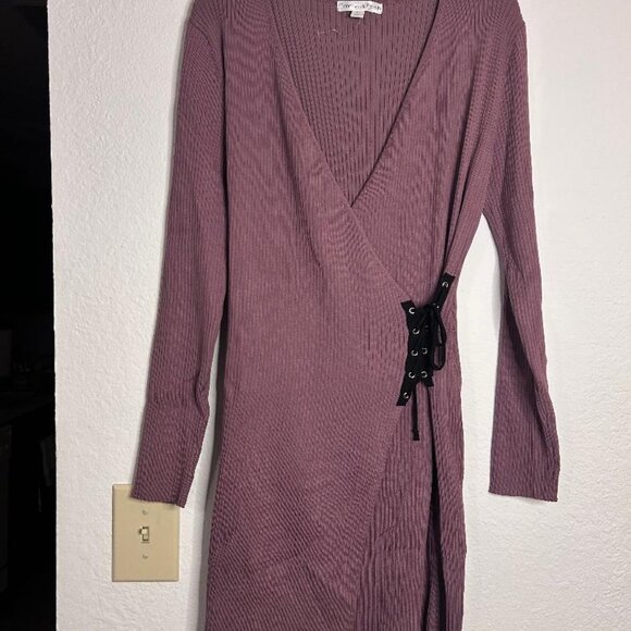 Mauve Surplice Knit Sweater Dress Size XL - Picture 2 of 6